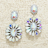 88568, OVAL N TEARDROP ACCENT RHINESTONE EARRING