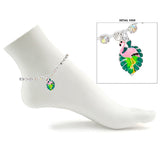 88591, TROPICAL FLAMINGO CHARM WITH RHINESTONE ANKLET
