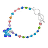 88594, BUTTERFLY CHARM WITH RHINESTONE TOGGLE BRACELET