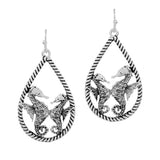 88619, SEAHORSE ROPE TEXTURE TEARDROP EARRING/OCEAN THEME