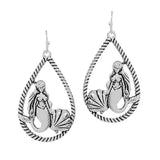 88619, MERMAID ROPE TEXTURE TEARDROP EARRING/OCEAN THEME