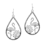 88619, TROPICAL FLAMINGO ROPE TEXTURE TEARDROP EARRING
