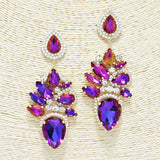 88646, TEARDROP N MARQUISE ACCENT RHINESTONE EVENING EARRING