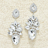 88646, TEARDROP N MARQUISE ACCENT RHINESTONE EVENING EARRING