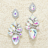 88646, TEARDROP N MARQUISE ACCENT RHINESTONE EVENING EARRING