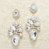 88646, TEARDROP N MARQUISE ACCENT RHINESTONE EVENING EARRING