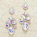 88646, TEARDROP N MARQUISE ACCENT RHINESTONE EVENING EARRING