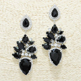 88646, TEARDROP N MARQUISE ACCENT RHINESTONE EVENING EARRING