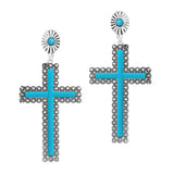 88653, WESTERN CONCHO ACCENT CROSS EARRING
