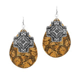 Western Cross Accent Cork Teardrop Earring