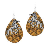 Western Horse Accent Cork Teardrop Earring