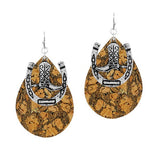 Western Horseshoe Accent Cork Teardrop Earring