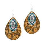 Western Concho Accent Cork Teardrop Earring