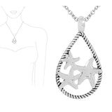 Starfish Rope Texture Teardrop Pendant Necklace