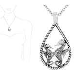 Seahorse Rope Texture Teardrop Pendant Necklace