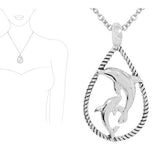 Dolphin Rope Texture Teardrop Pendant Necklace