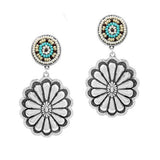 Western Concho with Round Accent Earring