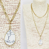 88672, SEMI PRECIOUS STONE DOUBLE LAYERED NECKLACE