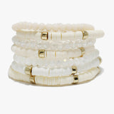 88683, MULTI LAYERED HEISHI BEADED STRETCH BRACELET