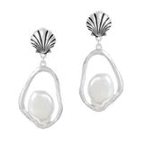 Seashell Accent Freshwater Pearl Earring