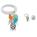 88705, SEA TURTLE WITH ACRYLIC CHARM STRETCH RING
