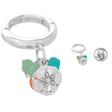 88707, SAND DOLLAR WITH ACRYLIC CHARM STRETCH RING
