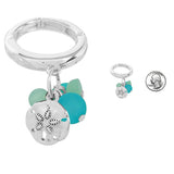 88707, SAND DOLLAR WITH ACRYLIC CHARM STRETCH RING