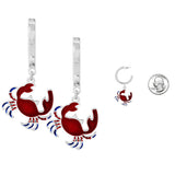 88708, CRAB CHARM POST HOOP EARRING