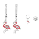 88708, TROPICAL FLAMINGO CHARM POST HOOP EARRING