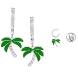 88708, TROPICAL PALM TREE CHARM POST HOOP EARRING