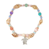 88719, SEA TURTLE CHARM WITH SHELL STRETCH BRACELET