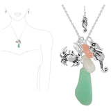 88721, CRAB N SEAHORSE CHARM WITH ACRYLIC PENDANT NECKLACE
