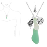88722, MERMAID N SEASHELL CHARM WITH ACRYLIC PENDANT NECKLACE