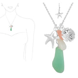 88724, STARFISH N SAND DOLLAR CHARM WITH ACRYLIC PENDANT NECKLACE