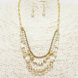88729, MULTI LAYERED CRYSTAL GLASS BEADED NECKLACE