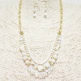 88729, MULTI LAYERED CRYSTAL GLASS BEADED NECKLACE