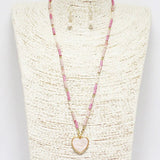 Heart Charm with Heishi N Beaded Necklace - view 2