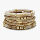 88738, CELLULOID ACETATE TUBE MULTI LAYERED STRETCH BRACELET