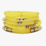 88738, CELLULOID ACETATE TUBE MULTI LAYERED STRETCH BRACELET