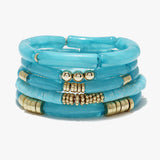 88738, CELLULOID ACETATE TUBE MULTI LAYERED STRETCH BRACELET