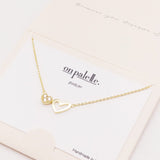 88759, DAINTY CZ DOUBLE HEART CHARM PENDANT NECKLACE