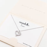 88760, DAINTY PAVE CZ HEART PENDANT NECKLACE