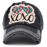 88779, "XOXO" WASHED VINTAGE BALL CAP