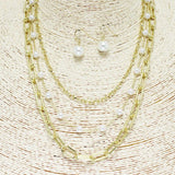 Pearl with Chain Layered Necklace - view 2