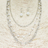 Pearl with Chain Layered Necklace