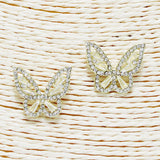 88841, PAVE BAGUETTE STONE BUTTERFLY STUD EARRING