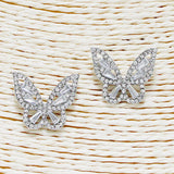 88841, PAVE BAGUETTE STONE BUTTERFLY STUD EARRING
