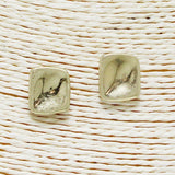 Square Hammered Metal Stud Earring - view 2