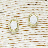 Oval Druzy Stone Stud Earring