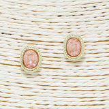 Oval Druzy Stone Stud Earring - view 3
